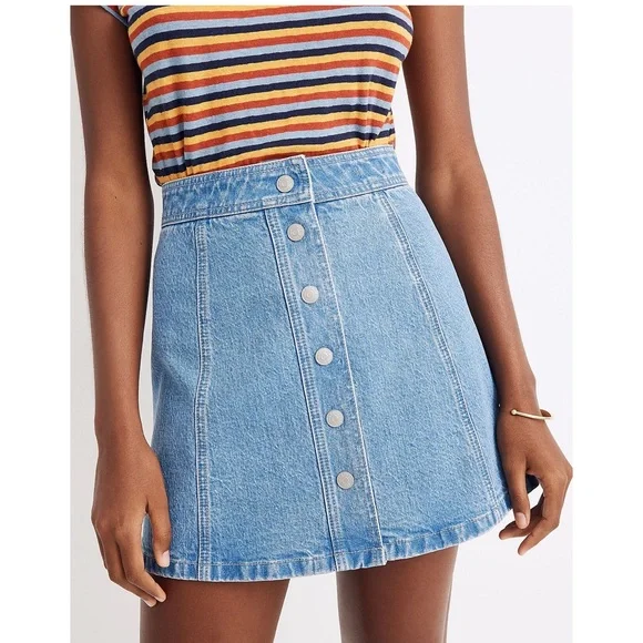 Madewell Stretch Denim A-Line Mini Skirt in Miller Wash - Picture 1 of 10